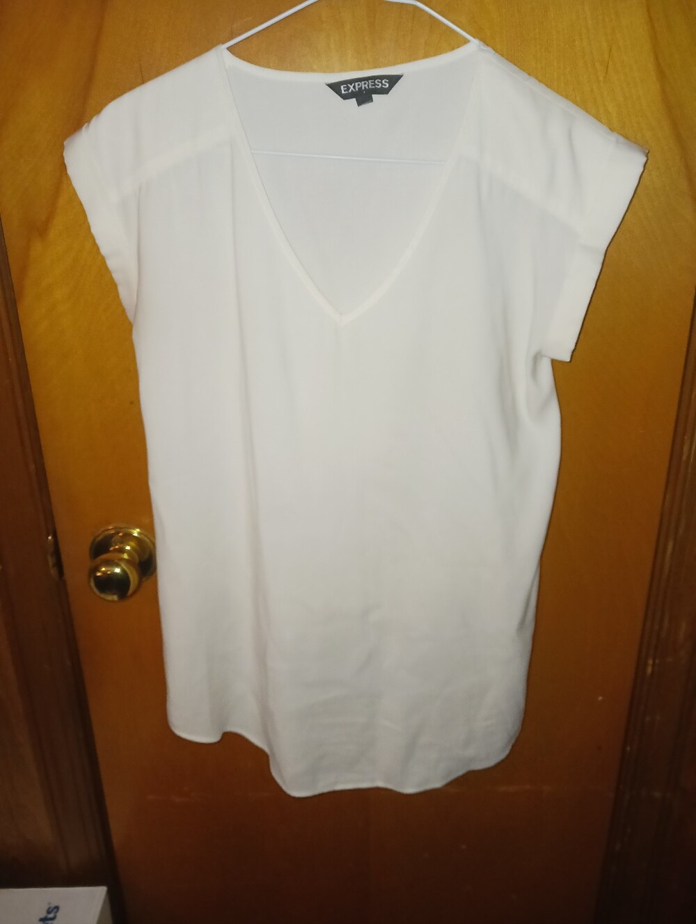 Express White V-Neck Cap Sleeve Blouse